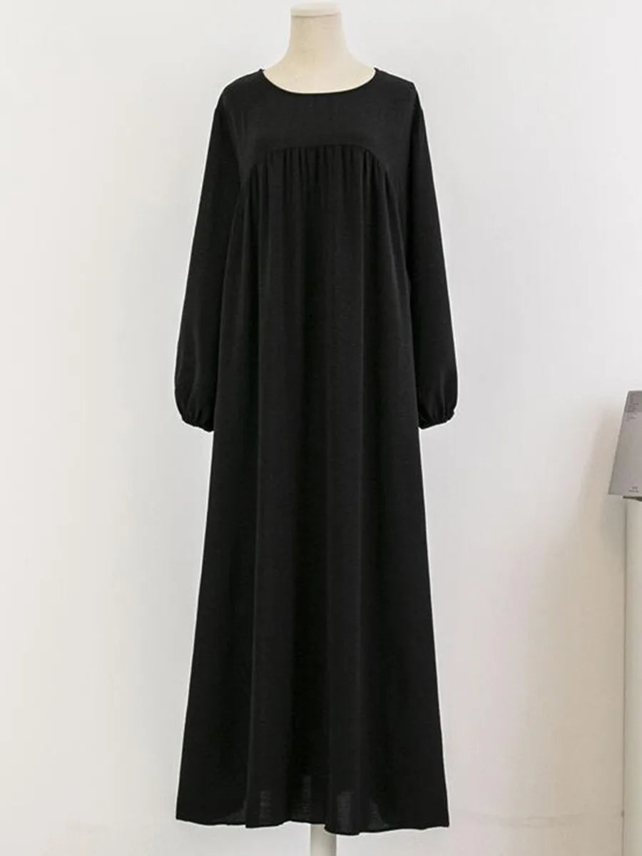 Muslim Women's Luxury Abaya Dress - Solid Color Modest Dubai-Style Kaftan for Ramadan & Special Occasions