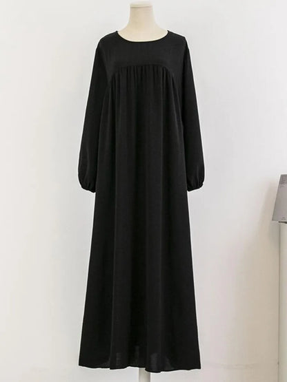 Muslim Women's Luxury Abaya Dress - Solid Color Modest Dubai-Style Kaftan for Ramadan & Special Occasions
