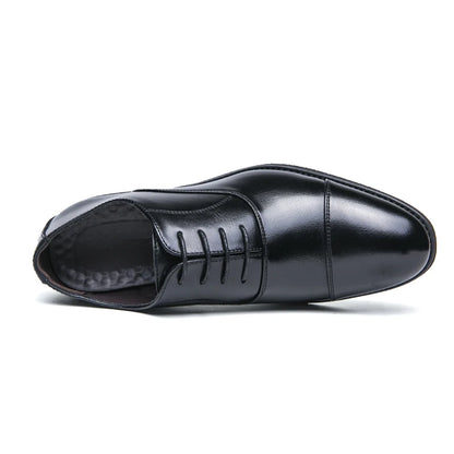 Men’s Luxury Leather Dress Shoes — Comfortable Pointed Business & Wedding Shoes Black