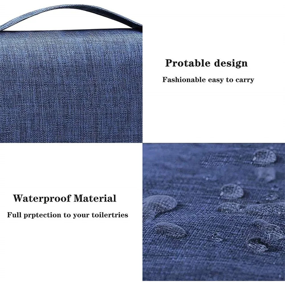 Portable Toiletry Washbag with Hanging Hook | Waterproof Cosmetic Storage Bag for Travel, Men & Women