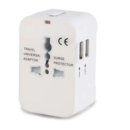 All-in-One Foldable Universal Travel Adapter – EU, UK, US, AU Power Charger with Dual USB 2.1A Ports and Outlet Converter Socket
