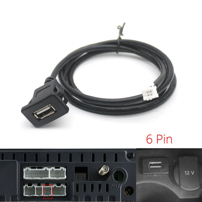 Dual USB Dashboard Mount Panel Extension Cable – 4/6 Pin Shielded Adapter for Car, Truck, Boat, Motorcycle, Android Head Unit