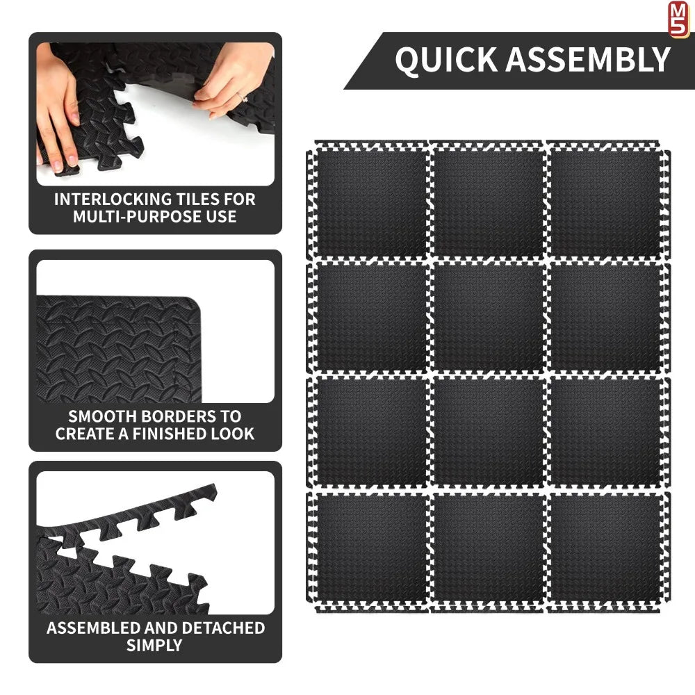 EVA Foam Massage Cushion Interlocking Gym Floor Mats – Non-Slip Puzzle Exercise Mat for Home Gym, Yoga & Acupressure Support