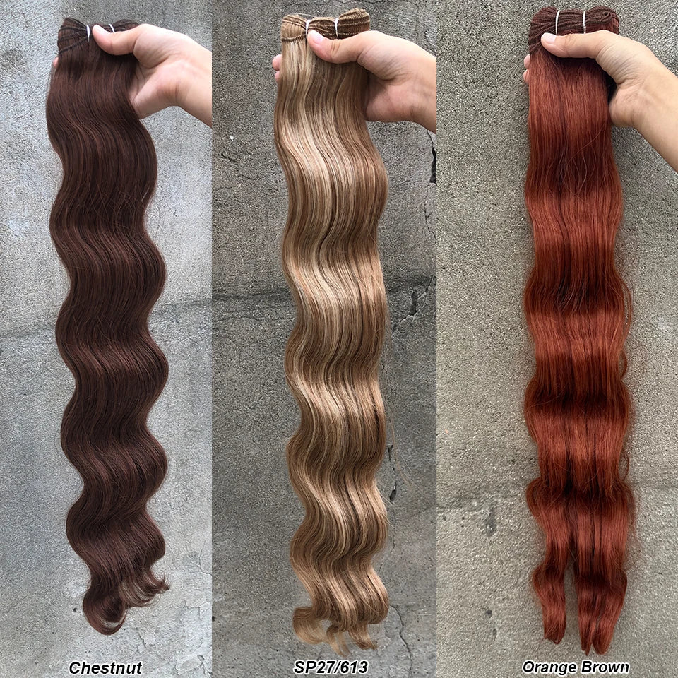 Highlight Gold Bio Body Wave Hair Weave Bundles – 26"/30" Synthetic High Temperature Soft, Natural Human-Like Fiber Hair Extensions