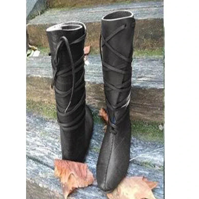 Gothic Steampunk Medieval Cosplay Boots - PU Leather Knight, Viking, and Warrior Costume Shoes for Men and Women, Carnival and Party Wear