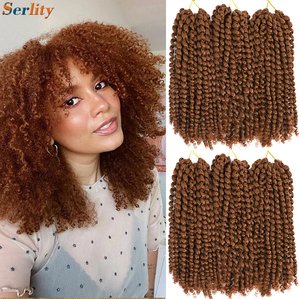 Kinky Curly Crochet Hair Extensions 8–12 Inch – Marlybob Jerry Curl Synthetic Afro Curly Hair, Short Passion Twist Braiding Crochet Hair for Women