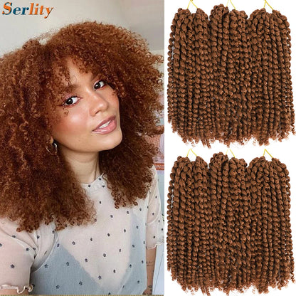 Kinky Curly Crochet Hair Extensions 8–12 Inch – Marlybob Jerry Curl Synthetic Afro Curly Hair, Short Passion Twist Braiding Crochet Hair for Women