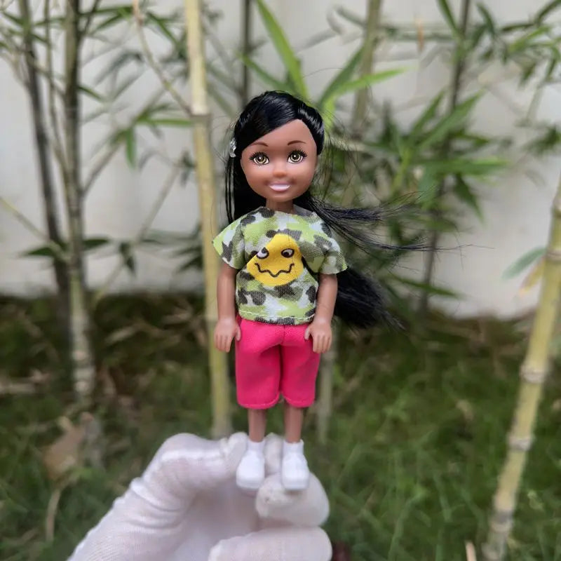 Kawaii African Girls Doll Set — 30cm Mother & 14cm Daughter with Clothes, DIY Kids Toy Birthday Gift