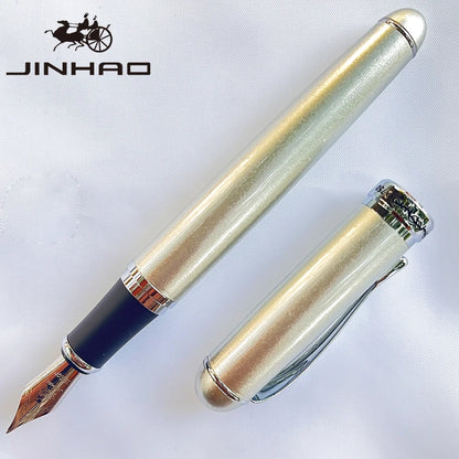 Jinhao X750 Fountain Pen Set - Medium Nib with Ink Converter, Silver Trim Calligraphy Writing Pen & Gift Set