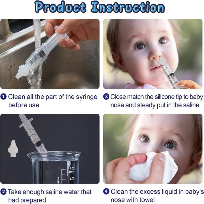 Baby Nasal Aspirator Syringe - Reusable Nose Cleaner and Nasal Irrigator for Infants and Children
