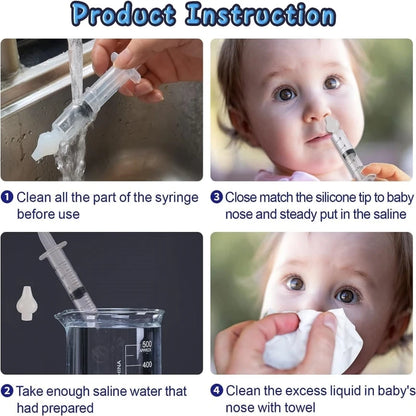 Baby Nasal Aspirator Syringe - Reusable Nose Cleaner and Nasal Irrigator for Infants and Children