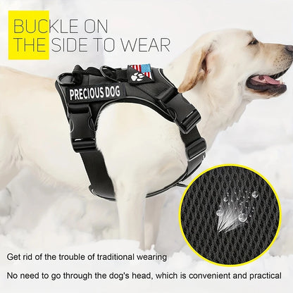 Reflective Service Dog Harness Vest with 5 Patches – Adjustable Soft Oxford Mesh Pet Harness