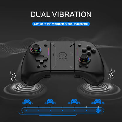 LinYuvo KS42 Meteor Light Wireless Joypad — 8-Color RGB Controller for Switch/Lite/OLED with Programmable Buttons, Turbo & Vibration