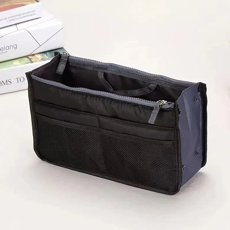 Women’s Nylon Makeup Organizer Insert Bag – Large Capacity Travel Cosmetic Handbag Liner & Tote Purse Organizer for Ladies