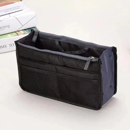 Women’s Nylon Makeup Organizer Insert Bag – Large Capacity Travel Cosmetic Handbag Liner & Tote Purse Organizer for Ladies