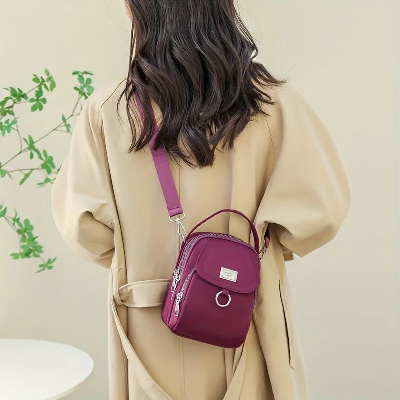 Lightweight Nylon Women’s Crossbody Bag – Casual Mini Shoulder Handbag with Multiple Zip Compartments, Tote Purse for Daily Use