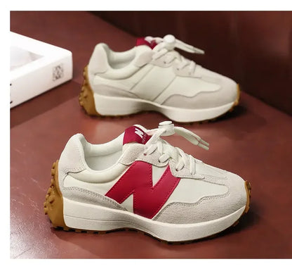 Children's Trendy Cushioned Sports Shoes - Soft Sole Lace-Up Running & Basketball Shoe