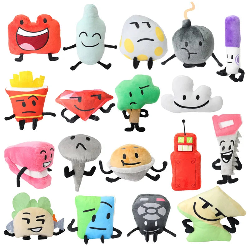 18-Style Battle for Dream Island Plush Toys — Marker, Pen, Fries, Bottle, Nail, Pie, Stapler, Cloud, Tree, Ruby Plushie Pillow Dolls for Kids