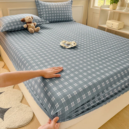 Plaid Fitted Sheet - Soft Skin-Friendly Elastic Bed Cover for Kids & Home