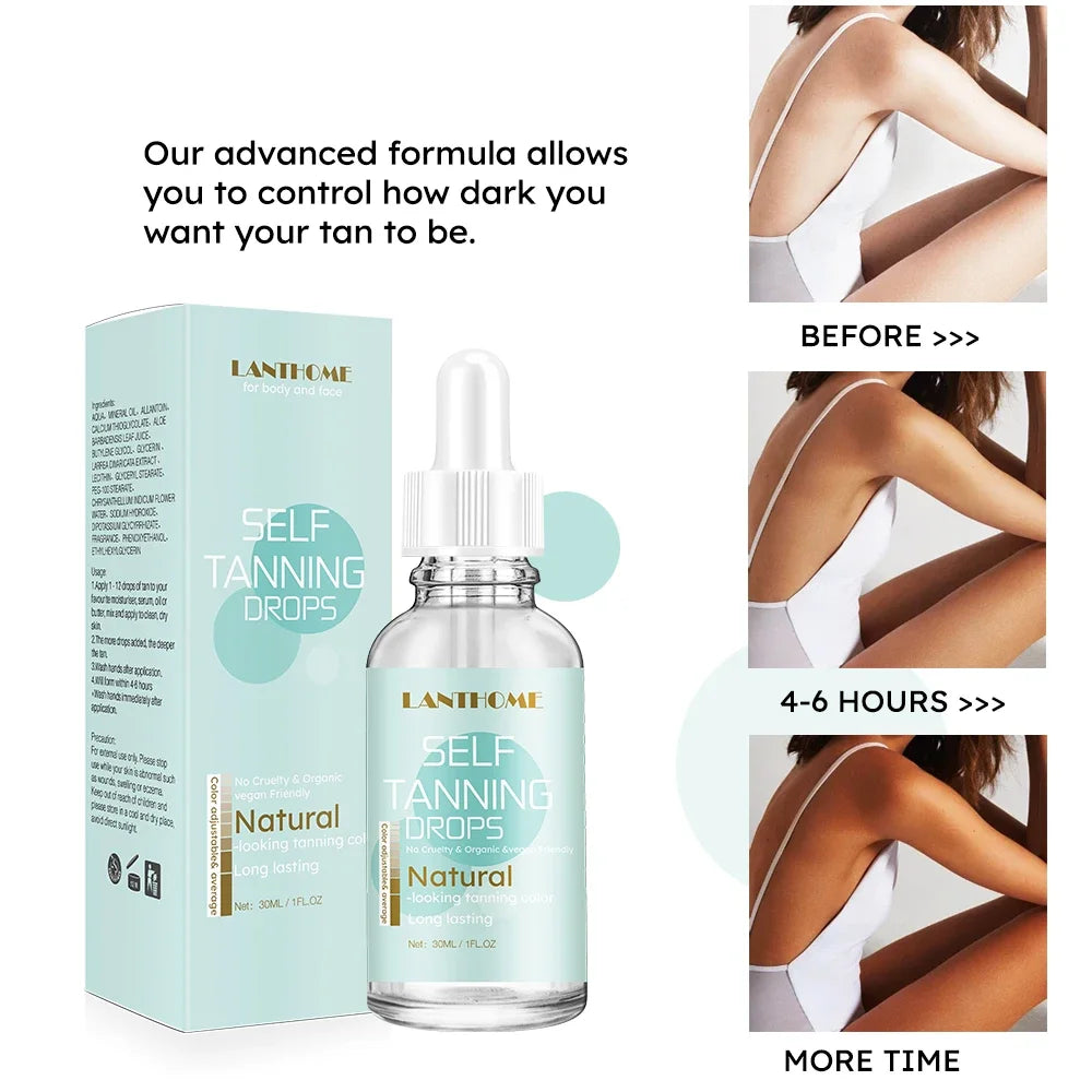 30ml Self-Tanning Drops — Natural-Looking Sunless Body Tanner Lotion for Skin Care