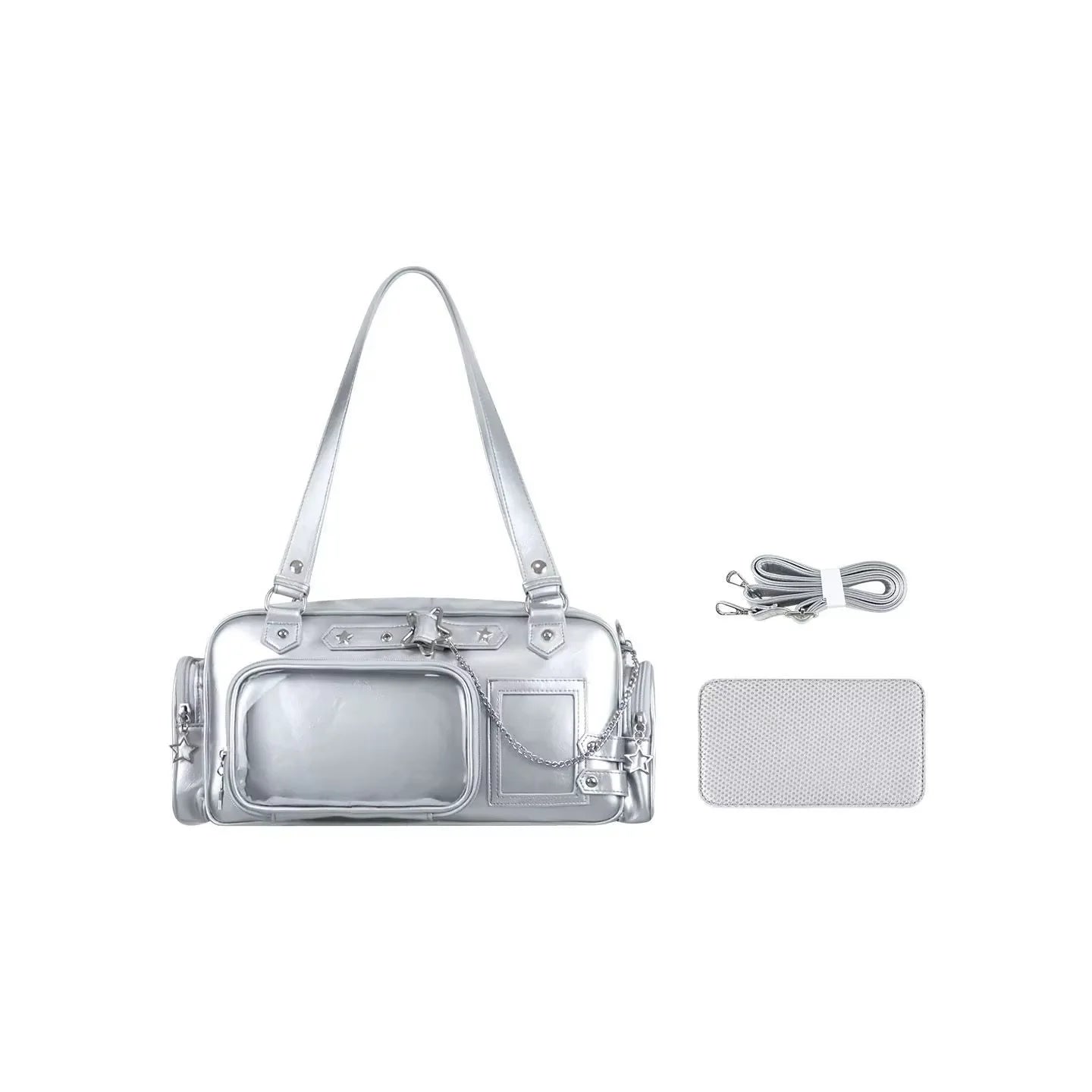 Y2K Star Chain Ita Bag - Transparent Large-Capacity Shoulder & Crossbody Display Bag
