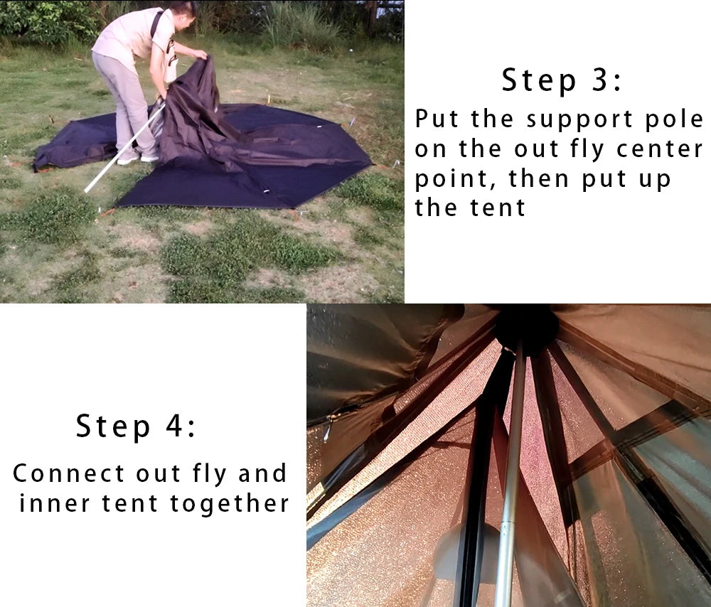 Camping Hot Tent with Chimney Window - Ultralight Tipi Teepee Pyramid, Double Layer Bushcraft Tent for 1 Person
