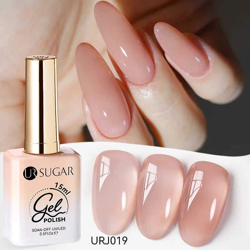 UR SUGAR 15ml Jelly Milky White Gel Polish – Translucent UV Soak Off Nail Art Varnish Semi-Permanent Fashion Nail Color