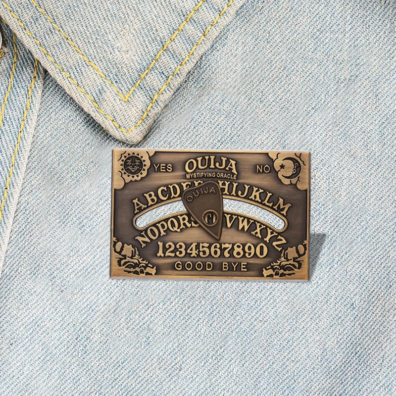 Sun & Moon Bronze Pine Lapel Badge | Punk Gothic Brooch Jewelry Gift for Friends, Ouija Board Custom Design