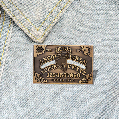 Sun & Moon Bronze Pine Lapel Badge | Punk Gothic Brooch Jewelry Gift for Friends, Ouija Board Custom Design