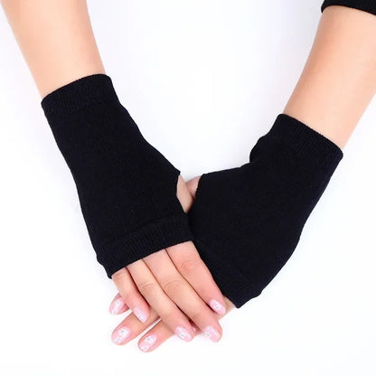 Knitted Thermal Fingerless Gloves for Men & Women – Thick Warm Wool Half Finger Touchscreen Winter Driving Mittens
