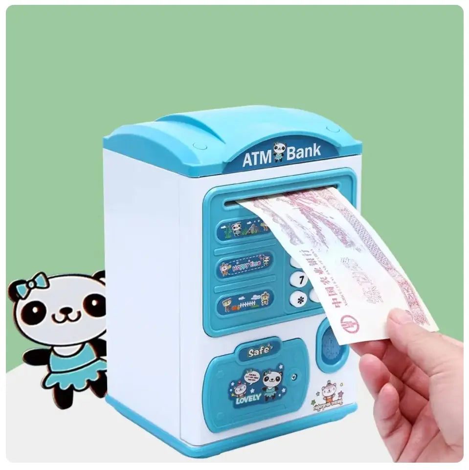 Cartoon Fingerprint Automatic Bank for Kids - Electric ATM Cash Roll Safe Deposit Box - Ideal Christmas Gift for Boys and Girls