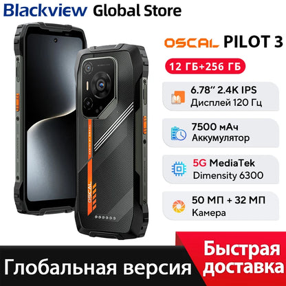 Blackview Oscal PILOT 3 Rugged 5G Smartphone - 6.78" 120Hz 2.4K Display, 50MP Camera & 7500mAh Battery