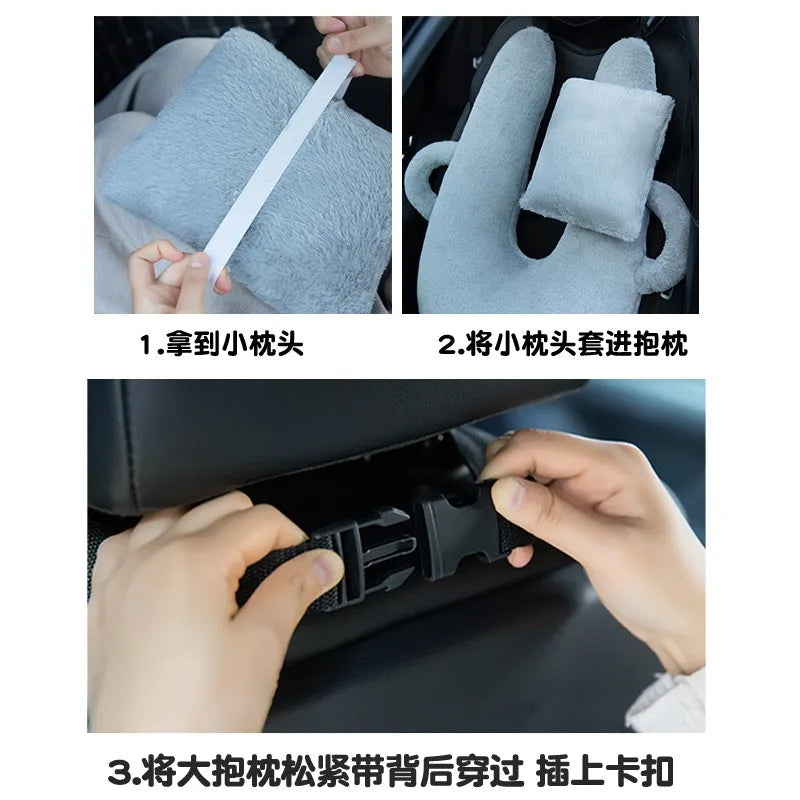 Children’s Cartoon Car Neck Pillow – Rear Seat Sleep Headrest & Seat Belt Shoulder Support