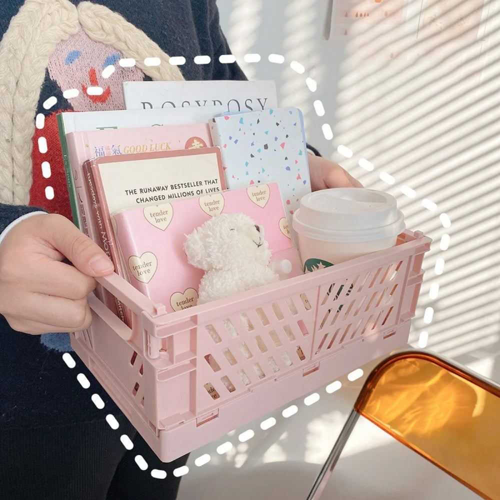 Mr. Paper Stackable Stationery Holder - Foldable Plastic Desktop Organizer for School & Office Supplies