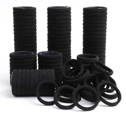 10/100PCS Black Elastic Hair Bands - Simple Rubber Scrunchies & Ponytail Holders for Women & Girls (2-5cm)