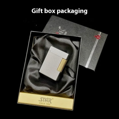 ST30 Vertical Pearl Chrome Oil Lighter – Stylish Side-Sliding Classic Metal Cigarette Lighter, Men’s Gift Accessory