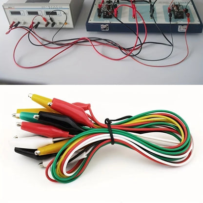 10PCS Alligator Clips Set - Electrical DIY Test Leads, Double-Ended Crocodile Clips & 46CM Jumper Wire
