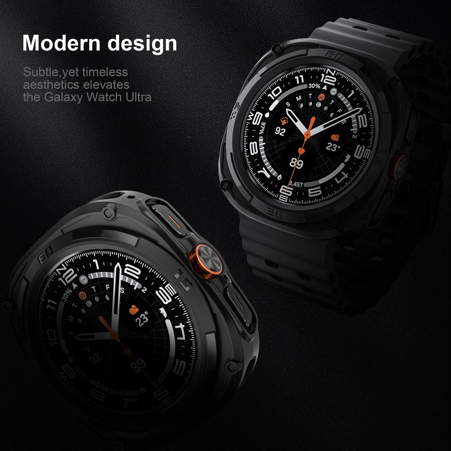 Samsung Galaxy Watch Ultra 47mm Screen Protector - Hard PC Frame Protective Bumper Case & Cover Accessories