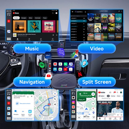 CarlinKit Android 13 AI TV Box - Android Auto Wireless CarPlay, QCM6125 8-Core, Split Screen, 64G/128G, Supports Netflix, YouTube, Play Store