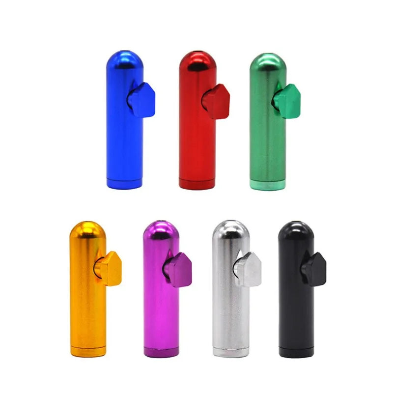Mini Aluminum Snuff Tube - 54mm Colored Metal Round Nose Bullet-Style Container