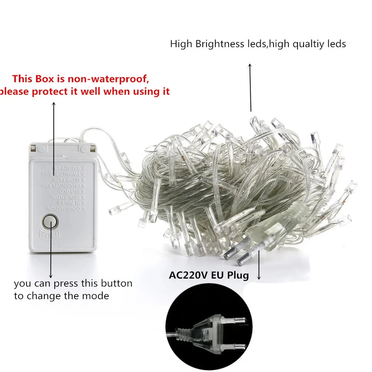 LED Waterproof Christmas Fairy Lights – 5/10/20M Outdoor String Lights for Garden, Tree, Home, Halloween, and Holiday Decoration