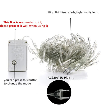 LED Waterproof Christmas Fairy Lights – 5/10/20M Outdoor String Lights for Garden, Tree, Home, Halloween, and Holiday Decoration