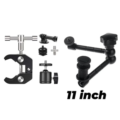 7"/11" Articulating Magic Arm with Super Clamp – DSLR Camera Rig Mount for Monitor, LED Light & Video Accessories