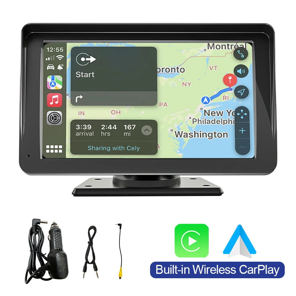 7 Inch Wireless CarPlay & Android Auto Car Radio Stereo Multimedia System with Bluetooth GPS – Universal Fit for Benz, BMW, VW & KIA Vehicles