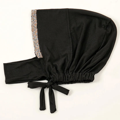 Women’s Modal Rhinestone Hijab Cap - Soft Muslim Turban Underscarf Bonnet for Secure Headwrap Styling