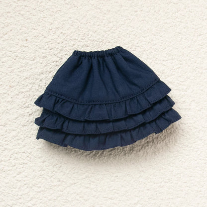 Blythe Doll Clothes Plaid Pleated Skirt & Off-Shoulder Top Tulle Dress Set — Ruffle Skirt for Licca, Azone, OB22, YMY Doll Accessories