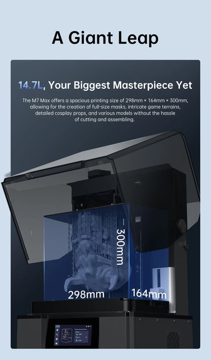 ANYCUBIC Photon Mono M7 Max 3D Printer — Ultra-Large 14.7L LCD Resin Printer with 298x168x300mm Build Volume