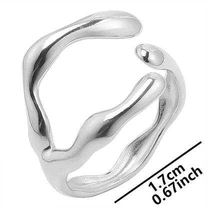 Stainless Steel Chunky Open Ring — Textured Vintage Lava Design for Men & Women