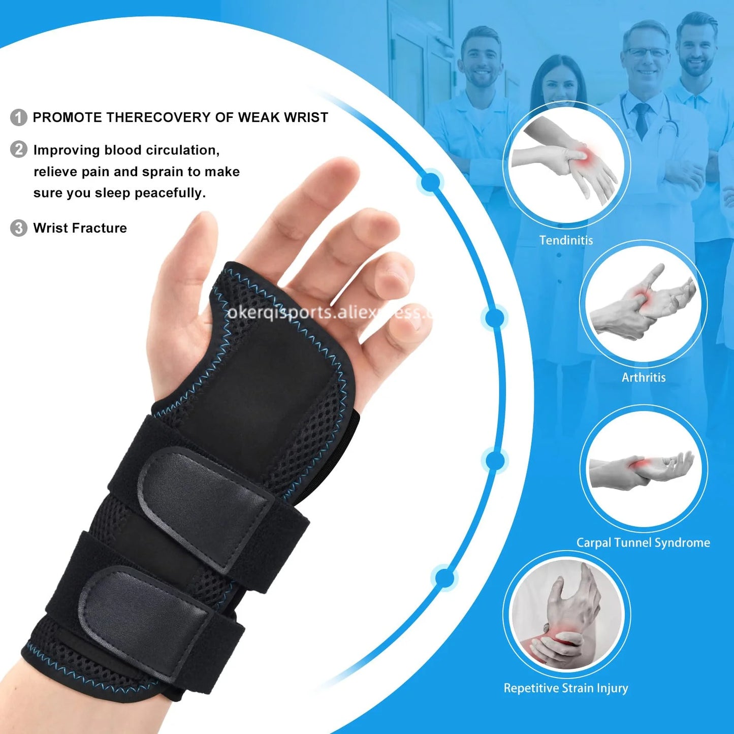 Adjustable Wrist Support Brace – Sport Wristband for Left & Right Hand, Fitness, Weightlifting & Pain Relief
