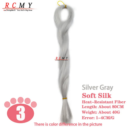RCMY BJD/SD Doll Wig - Soft Blue Heat-Resistant Silk Synthetic Hair for 1/3, 1/4 & 1/6 Dolls